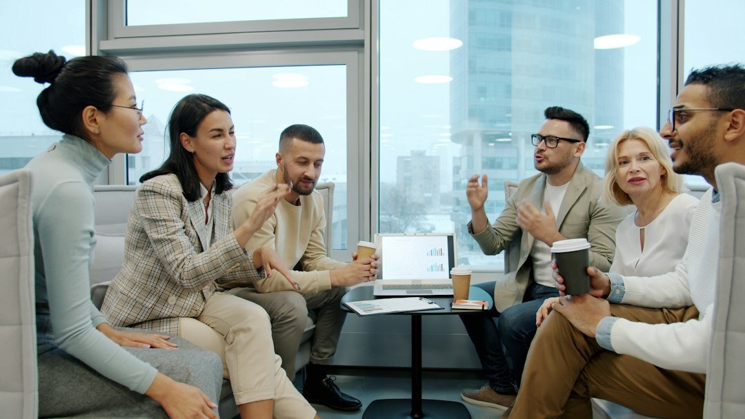 group of diverse people talking